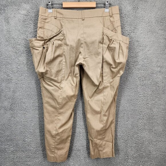 BCBGMAXAZRIA Women's‎ Size 10 Beige Flat Front Crop Baggy Pocket Dress Pants - Picture 5 of 9